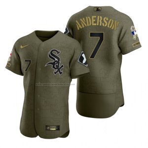 Camiseta Beisbol Hombre Chicago White Sox Tim Anderson Camuflaje Digital Verde 2021 Salute To Service