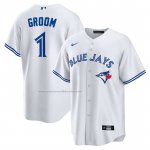 Camiseta Beisbol Hombre Toronto Blue Jays NO 1 Groom Primera Replica Blanco