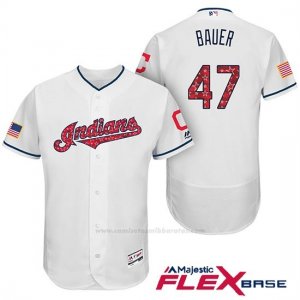 Camiseta Beisbol Hombre Cleveland Indians 2017 Estrellas y Rayas Trevor Bauer Blanco Flex Base