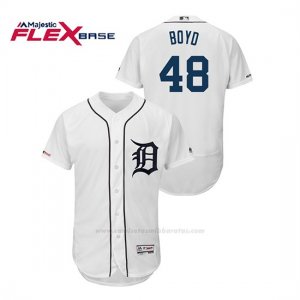 Camiseta Beisbol Hombre Detroit Tigers Matthew Boyd 150th Aniversario Patch Flex Base Blanco