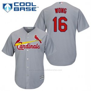 Camiseta Beisbol Hombre St. Louis Cardinals Kolten Wong 16 Gris Cool Base