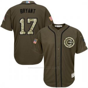 Camiseta Beisbol Hombre Chicago Cubs 17 Olive Kris Bryant Salute To Service