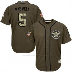 Camiseta Beisbol Hombre Houston Astros 5 Jeff Bagwell Verde Salute To Service