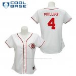 Camiseta Beisbol Hombre Cincinnati Reds Brandon Phillips 4 Blanco Cool Base