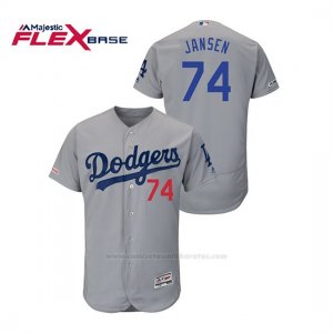 Camiseta Beisbol Hombre Los Angeles Dodgers Kenley Jansen 150th Aniversario Patch Flex Base Gris