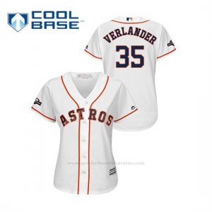 Camiseta Beisbol Mujer Houston Astros Justin Verlander 2019 Postseason Cool Base Blanco