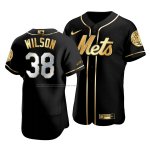 Camiseta Beisbol Hombre New York Mets Justin Wilson Golden Edition Autentico Negro