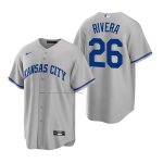 Camiseta Beisbol Hombre Kansas City Royals Emmanuel Rivera Replica Road Gris