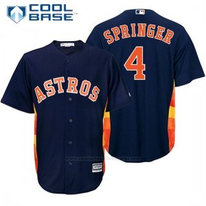 Camiseta Beisbol Hombre Houston Astros 4 George Springer Azul Official Jugador Cool Base