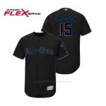Camiseta Beisbol Hombre Miami Marlins Brian Anderson Flex Base Autentico Collection Alternato 2019 Negro