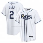 Camiseta Beisbol Hombre Tampa Bay Rays Yandy Diaz Home Replica Blanco