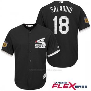Camiseta Beisbol Hombre Chicago White Sox Tyler Saladino 18 Negro 2017 Entrenamiento de Primavera Flex Base Jugador