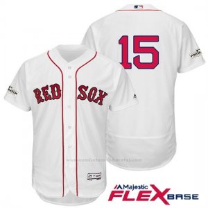Camiseta Beisbol Hombre Boston Red Sox 2017 Postemporada 15 Dustin Pedroia Blanco Flex Base