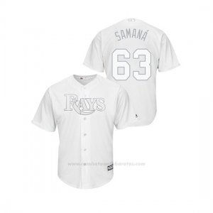 Camiseta Beisbol Hombre Tampa Bay Rays Diego Castillo 2019 Players Weekend Replica Blanco