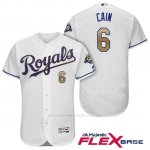 Camiseta Beisbol Hombre Kansas City Royals Lorenzo Cain Blanco 50th Season Alterno Flex Base