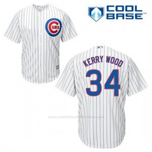 Camiseta Beisbol Hombre Chicago Cubs 34 Kerry Wood Blanco 1ª Cool Base