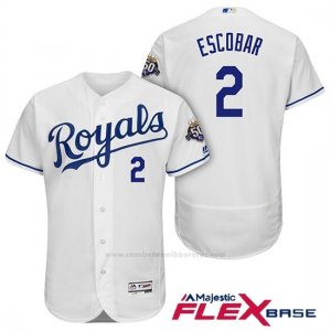 Camiseta Beisbol Hombre Kansas City Royals Alcides Escobar Blanco 50th Season Flex Base