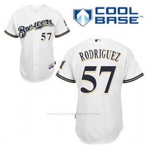 Camiseta Beisbol Hombre Milwaukee Brewers Francisco Rodriguez 57 Blanco 1ª Cool Base