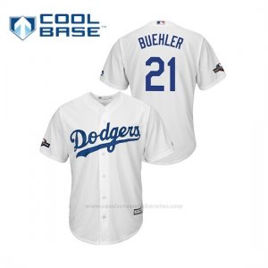 Camiseta Beisbol Hombre Los Angeles Dodgers Walker Buehler 2019 Postseason Cool Base Blanco