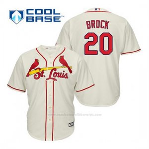 Camiseta Beisbol Hombre St. Louis Cardinals Lou Brock 20 Crema Alterno Cool Base
