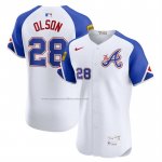 Camiseta Beisbol Hombre Atlanta Braves Matt Olson City Connect Elite Blanco1
