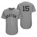 Camiseta Beisbol Hombre Boston Red Sox 15 Dustin Pedroia Gris Turn Back The Clock Autentico