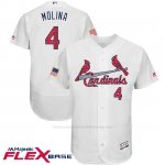 Camiseta Beisbol Hombre St. Louis Cardinals 2017 Estrellas y Rayas Yadier Molina Blanco Flex Base