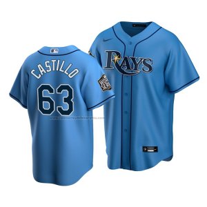 Camiseta Beisbol Hombre Tampa Bay Rays Diego Castillo Replica Alterno 2020 Azul