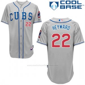 Camiseta Beisbol Hombre Chicago Cubs 22 Jason Heyward Autentico Coleccion Gris Cool Base