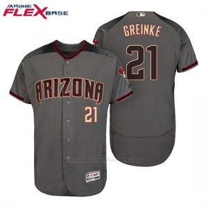 Camiseta Beisbol Hombre Arizona Diamondbacks 21 Zack Greinke Grey Rojo 2017 Flex Base
