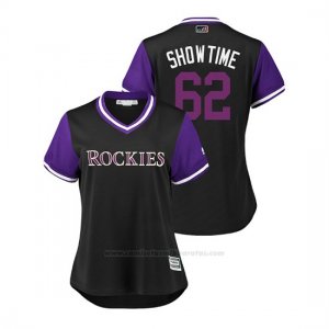 Camiseta Beisbol Mujer Colorado Rockies Yency Almonte 2018 Llws Players Weekend Showtime Negro