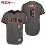 Camiseta Beisbol Hombre Arizona Diamondbacks 16 Chris Owings Gris Negro 20 Aniversario Flex Base