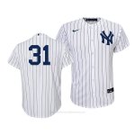 Camiseta Beisbol Nino New York Yankees Aaron Hicks Replica Primera 2020 Blanco Azul