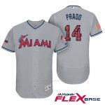 Camiseta Beisbol Hombre Miami Marlins 2017 Estrellas y Rayas Martin Prado Gris Flex Base