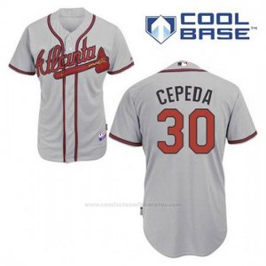 Camiseta Beisbol Hombre Atlanta Braves 30 Orlando Cepeda Gris Cool Base