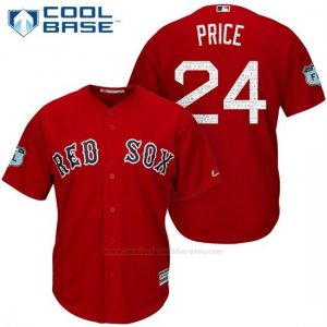 Camiseta Beisbol Hombre Boston Red Sox 24 David Price Rojo 2017 Entrenamiento de Primavera Cool Base Jugador