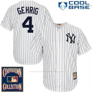 Camiseta Beisbol Hombre New York Yankees New York Lou Gehrig 4 Blanco Cool Base Cooperstown
