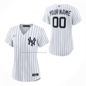 Camiseta Beisbol Mujer New York Yankees Primera Replica Personalizada Blanco