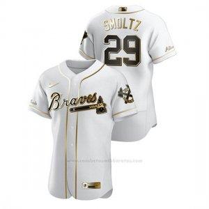 Camiseta Beisbol Hombre Atlanta Braves John Smoltz Golden Edition Autentico Blanco