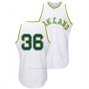 Camiseta Beisbol Hombre Oakland Athletics Yusmeiro Petit Throwback 1968 Blanco