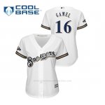 Camiseta Beisbol Mujer Milwaukee Brewers Ben Gamel 2019 Postseason Cool Base Blanco