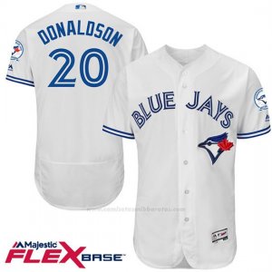 Camiseta Beisbol Hombre Toronto Blue Jays Josh Donaldson 20 Blanco Flex Base Autentico Coleccion 40 Aniversario