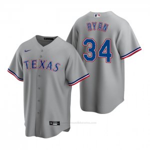 Camiseta Beisbol Hombre Texas Rangers Nolan Ryan Replica Road Gris