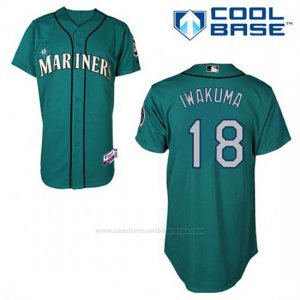 Camiseta Beisbol Hombre Seattle Mariners Hisashi Iwakuma 18 Teal Verde Alterno Cool Base