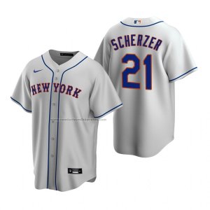 Camiseta Beisbol Hombre New York Mets Max Scherzer Replica Road Gris