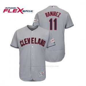 Camiseta Beisbol Hombre Cleveland Indians Jose Ramirez 2019 All Star Game Patch Flex Base Gris