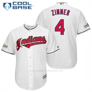 Camiseta Beisbol Hombre Cleveland Indians 2017 Postemporada 4 Bradley Zimmer Blanco Cool Base