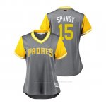Camiseta Beisbol Mujer San Diego Padres Cory Spangenberg 2018 Llws Players Weekend Spangy Gris