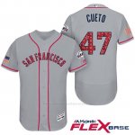 Camiseta Beisbol Hombre San Francisco Giants 2017 Estrellas y Rayas Johnny Cueto Gris Flex Base