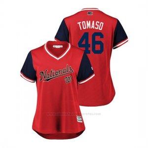 Camiseta Beisbol Mujer Washington Nationals Tommy Milone 2018 Llws Players Weekend Tomaso Rojo